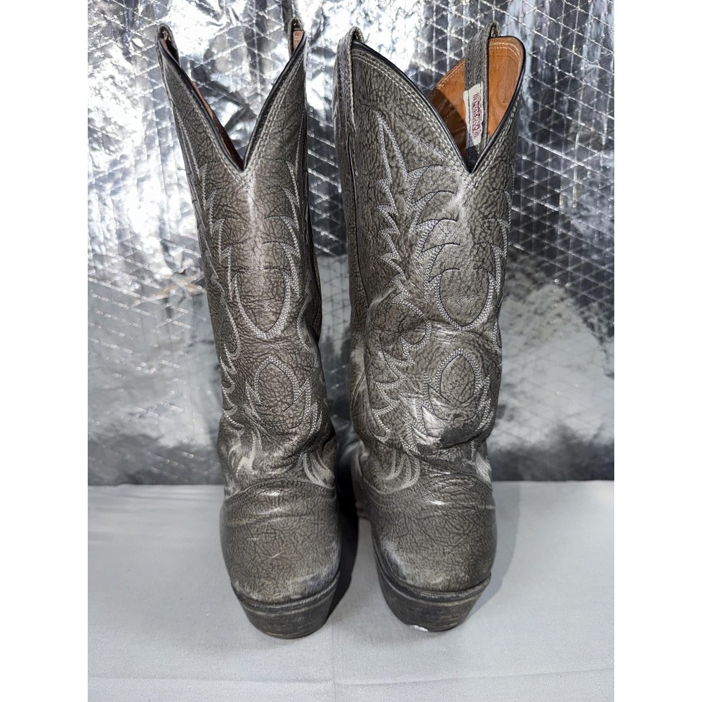 Nocona Western Boots Mens Size 8 Gray Leather Pull On Round Toe USA Cowboy - Picture 5 of 16